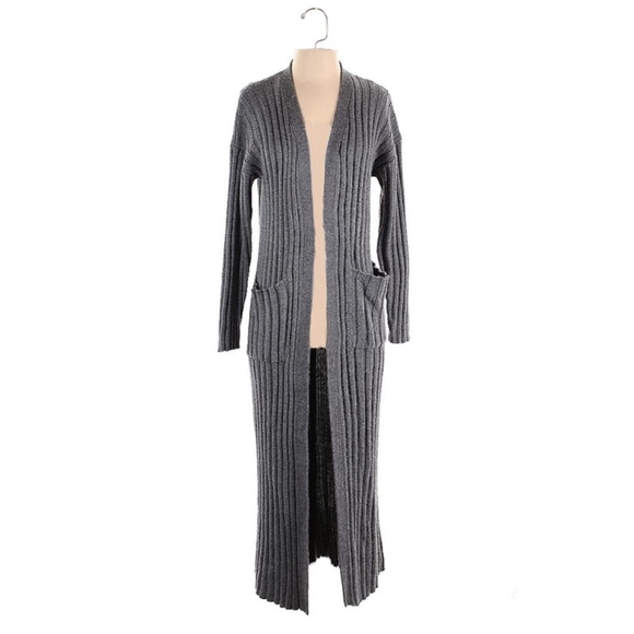 Lovers + Friends Long Gray Ribbed Duster Cardigan Sweater - Picture 2 of 8